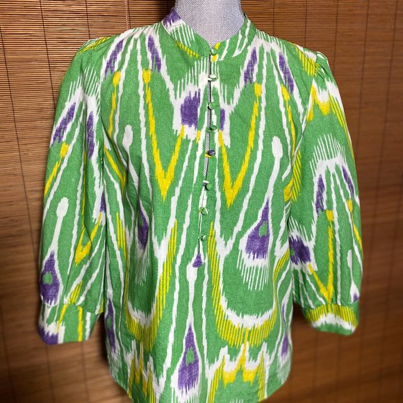 Anthropologie Tops - Anthropologie Fun Abstract Colorful Button Front Top Size Medium